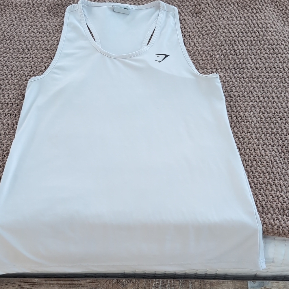 Gymshark Women's White Sleeveless Racer Back Tank Top. Size M